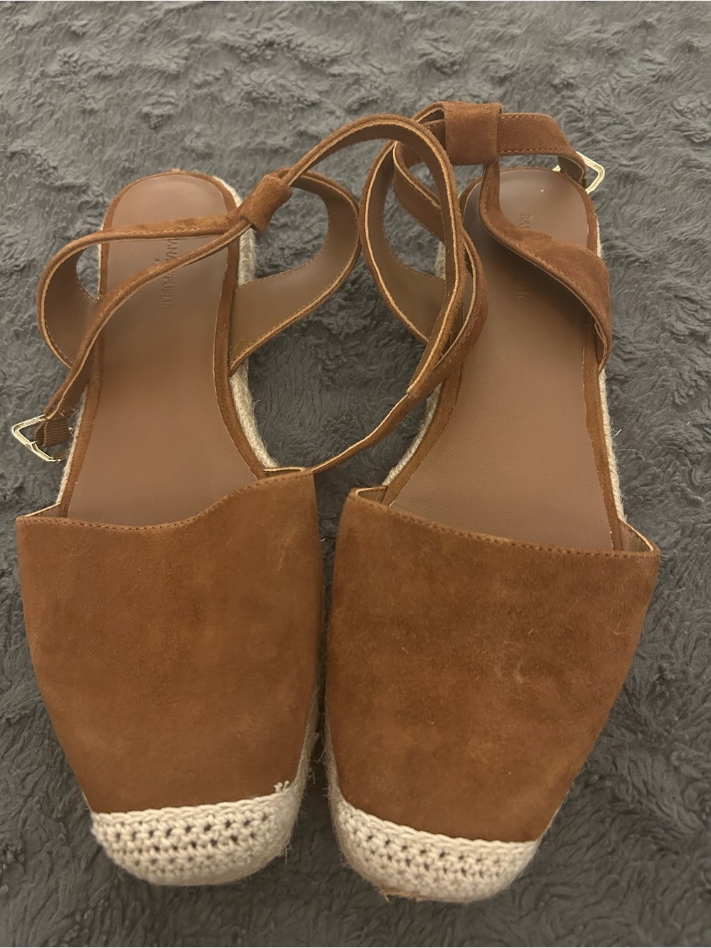 Banana Republic Brown Suede Espadrille Ankle-Tie Sandals